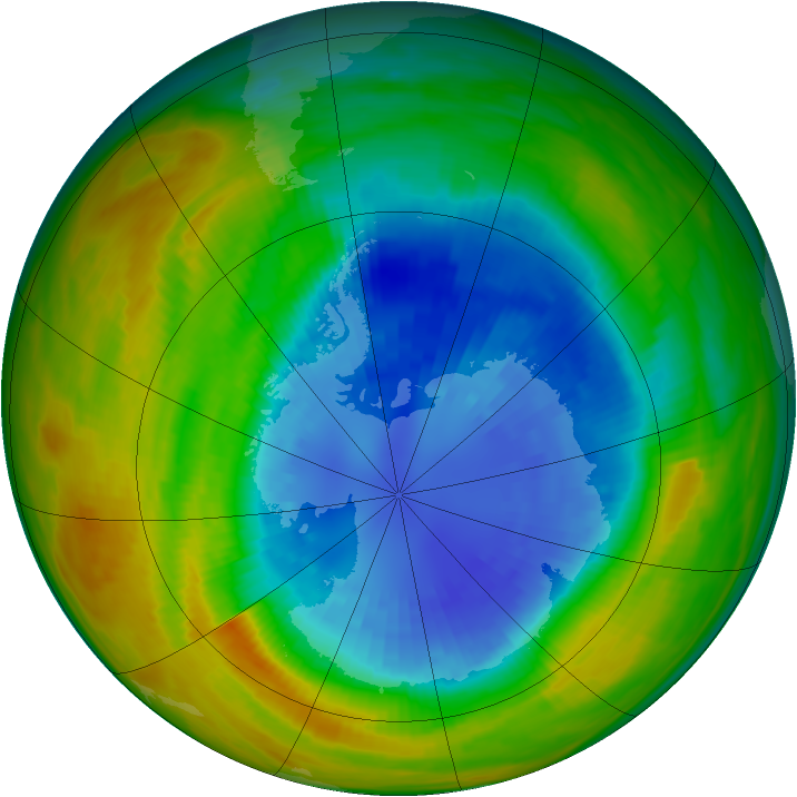 Antarctic ozone map for 10 September 1986